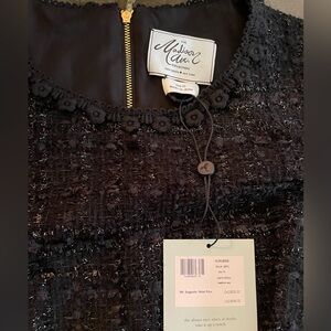 KATE SPADE Madison Ave ‘Jayne' Black Crew Neck Tweed Flare Dress Size 10